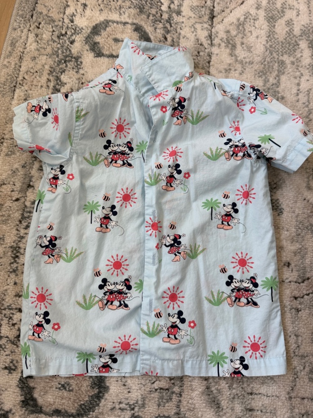 Janie and Jack Light Blue Mickey & Minnie Button-Down Shirt